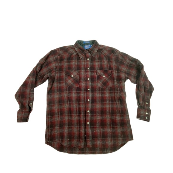 Pendleton Shirts Vintage Pendleton Wool Plaid Xtra Long Button Up